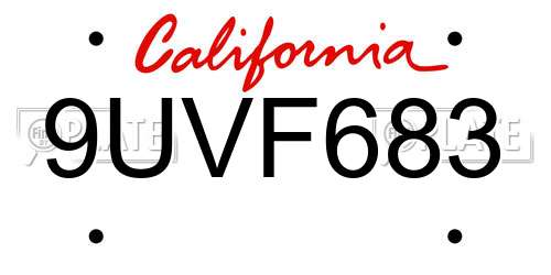 9UVF683 California License Plate