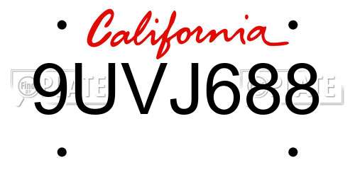 9UVJ688 California License Plate