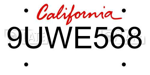 9UWE568 California License Plate