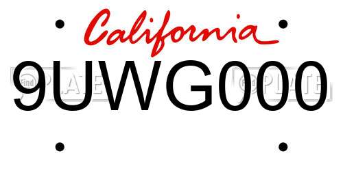 9UWG000 California License Plate