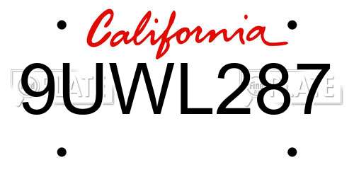 9UWL287 California License Plate