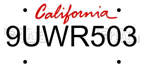 9UWR503 California License Plate