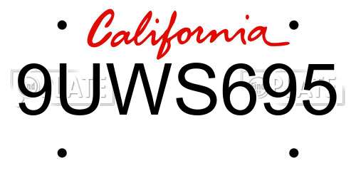 9UWS695 California License Plate