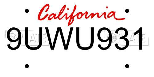 9UWU931 California License Plate