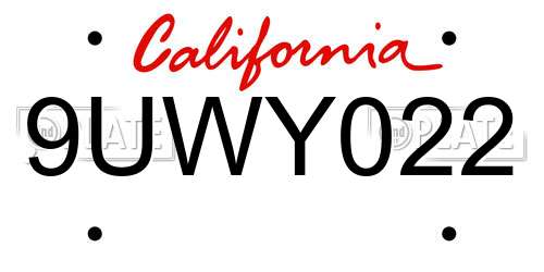 9UWY022 California License Plate