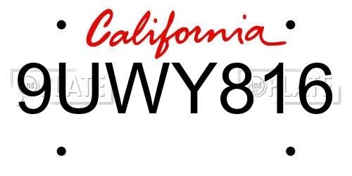 9UWY816 California License Plate