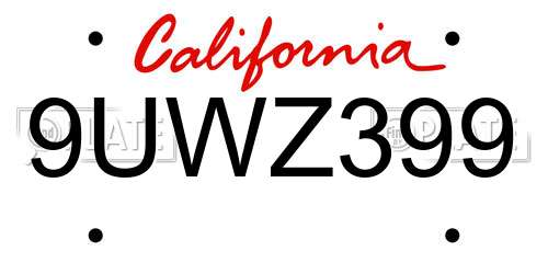 9UWZ399 California License Plate