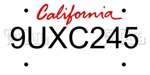 9UXC245 California License Plate