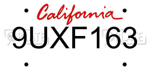 9UXF163 California License Plate