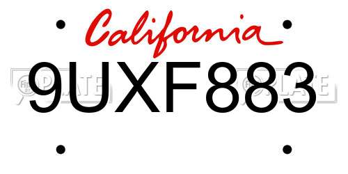 9UXF883 California License Plate
