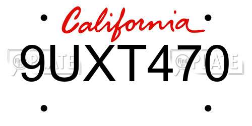 9UXT470 California License Plate