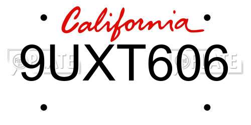 9UXT606 California License Plate