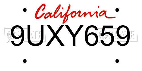 9UXY659 California License Plate