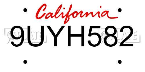 9UYH582 California License Plate