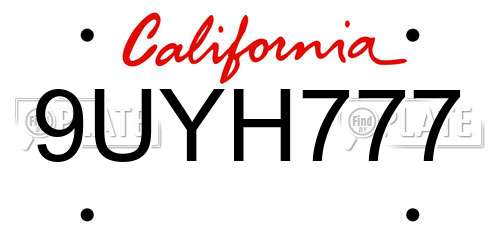 9UYH777 California License Plate