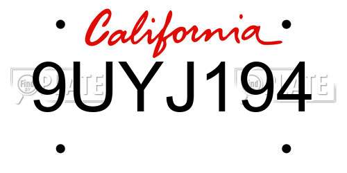 9UYJ194 California License Plate