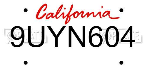 9UYN604 California License Plate