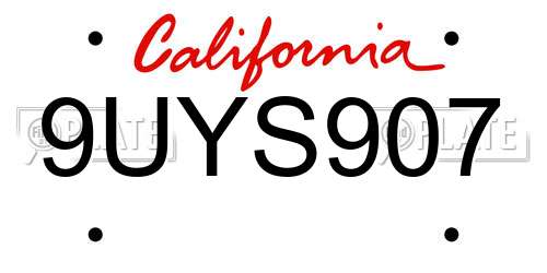 9UYS907 California License Plate