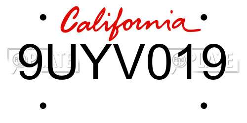 9UYV019 California License Plate