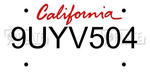 9UYV504 California License Plate