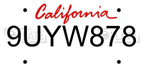 9UYW878 California License Plate