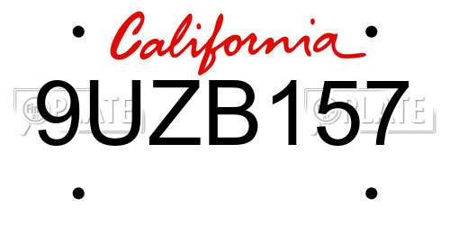 9UZB157 California License Plate
