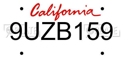 9UZB159 California License Plate