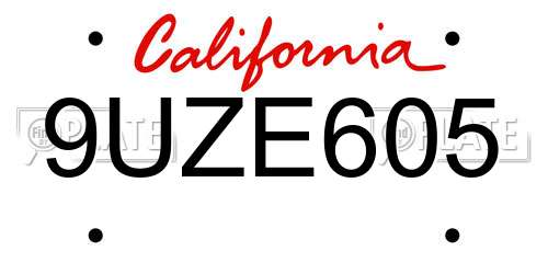 9UZE605 California License Plate