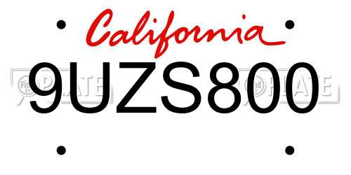 9UZS800 California License Plate