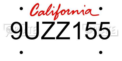 9UZZ155 California License Plate