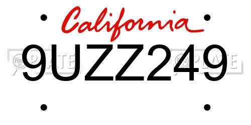 9UZZ249 California License Plate