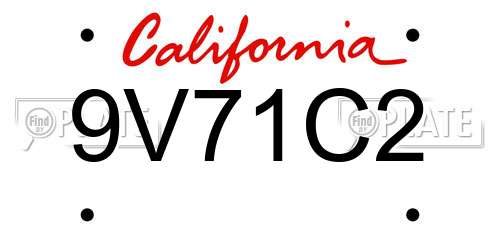 9V71C2 California License Plate