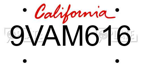 9VAM616 California License Plate