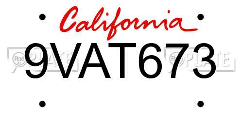 9VAT673 California License Plate