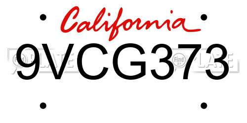 9VCG373 California License Plate