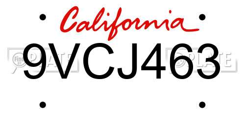 9VCJ463 California License Plate