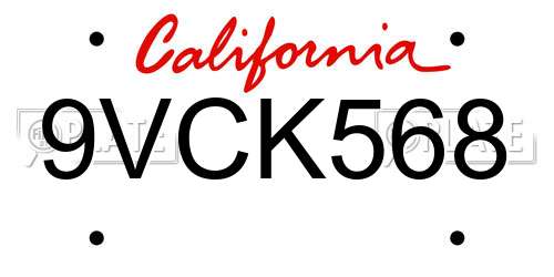 9VCK568 California License Plate
