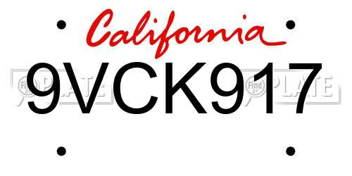 9VCK917 California License Plate
