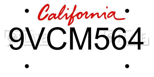 9VCM564 California License Plate