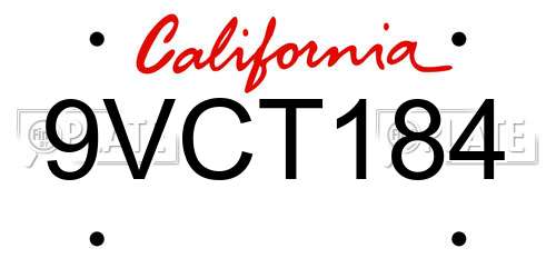 9VCT184 California License Plate