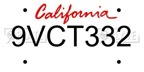 9VCT332 California License Plate