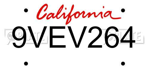 9VEV264 California License Plate