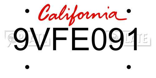 9VFE091 California License Plate