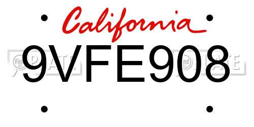 9VFE908 California License Plate
