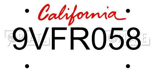 9VFR058 California License Plate