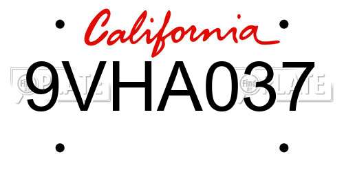 9VHA037 California License Plate