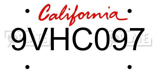 9VHC097 California License Plate