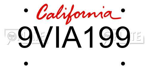 9VIA199 California License Plate