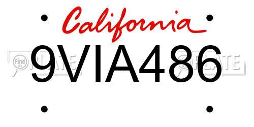 9VIA486 California License Plate