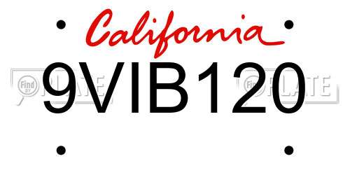 9VIB120 California License Plate